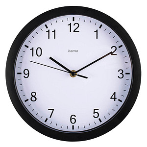 hama Wanduhr Elba weiß schwarz Kunststoff, Ø 25,0 cm