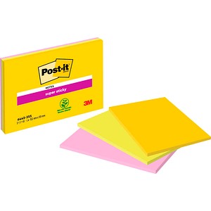 Post-it® Super Sticky Notes Jumbo-Haftnotizen extrastark farbsortiert, 3 Blöcke