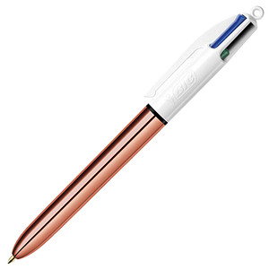 BIC 4-Farben-Kugelschreiber 4 Colours Shine rosegold, Schreibfarbe: blau, schwarz, rot, grün, 1 St.