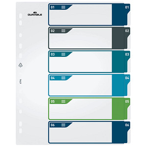 DURABLE Ordnerregister Überbreite 1-6 farbig 6-teilig, 1 Satz