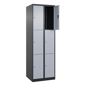 CP Schließfachschrank Classic Plus schwarzgrau, weißaluminium 080000-203 S10041, 6 Schließfächer 60,0 x 50,0 x 185,0 cm