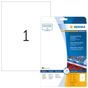 HERMA wetterfeste Folienetiketten 4584 weiß 210,0 x 297,0 mm, 10 Blatt