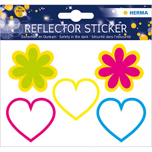 5 HERMA reflektierende Aufkleber Blumen und Herzen