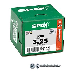 SPAX® Universalschrauben T10 Senkkopf WIROX 1191010300255 3 mm x 25 mm, 1.000 St.