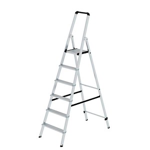 MUNK Stehleiter einseitig 11226 silber 6 Stufen, H: 201,0 cm