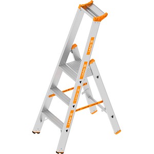 Layher Stehleiter einseitig TOPIC 1064 silber 3 Stufen, H: 145,0 cm