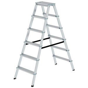 MUNK Stehleiter beidseitig 11236 silber 2x 6 Stufen, H: 139,0 cm