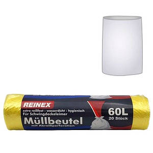 REINEX Müllbeutel mit Abreißperforation 60,0 l gelb 7,0 µm, 20 St.