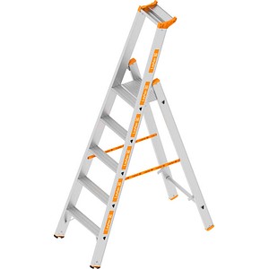 Layher Stehleiter einseitig TOPIC 1064 silber 5 Stufen, H: 195,0 cm