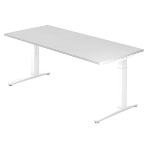 HAMMERBACHER VXB19 höhenverstellbarer Schreibtisch weiß rechteckig, C-Fuß-Gestell weiß 180,0 x 80,0 cm