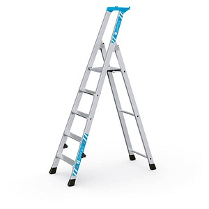 ZARGES Stehleiter einseitig Nova S silber 5 Stufen, H: 203,0 cm