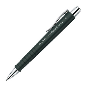 FABER-CASTELL Kugelschreiber POLY BALL M schwarz matt, Schreibfarbe: blau, 1 St.