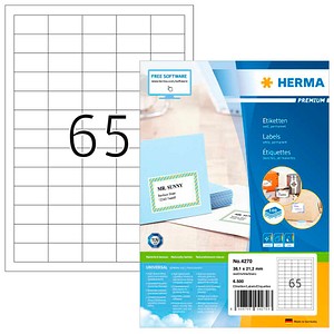 HERMA Etiketten 4270 weiß 38,1 x 21,2 mm, 100 Blatt