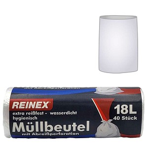 REINEX Müllbeutel mit Abreißperforation 18,0 l transparent 6,0 µm, 40 St.