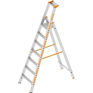 Layher Stehleiter einseitig TOPIC 1064 silber 7 Stufen, H: 245,0 cm