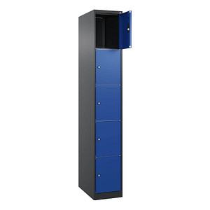 CP Schließfachschrank Classic Plus enzianblau, schwarzgrau 080000-105 S10028, 5 Schließfächer 30,0 x 50,0 x 185,0 cm