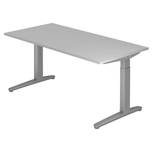 HAMMERBACHER VXB16 höhenverstellbarer Schreibtisch lichtgrau rechteckig, C-Fuß-Gestell silber 160,0 x 80,0 cm