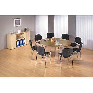 HAMMERBACHER Konferenztisch nussbaum rund, Rundrohr chrom, 160,0 x 160,0 x 72,0 - 74,0 cm