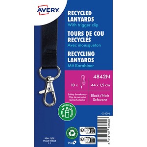 AVERY Zweckform Lanyards 4842N, Karabiner, schwarz, 10 St.