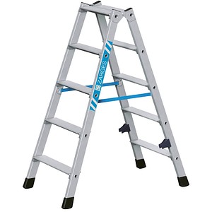 ZARGES Stehleiter beidseitig Nova B silber 2x 5 Stufen, H: 115,0 cm