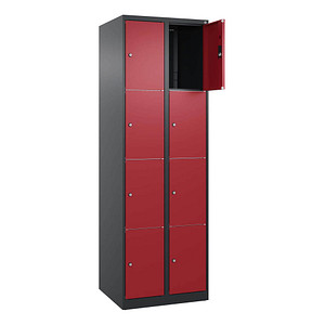CP Schließfachschrank Classic Plus rubinrot, schwarzgrau 080000-204 S10035, 8 Schließfächer 60,0 x 50,0 x 185,0 cm