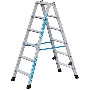 ZARGES Stehleiter beidseitig Nova B silber 2x 6 Stufen, H: 137,0 cm