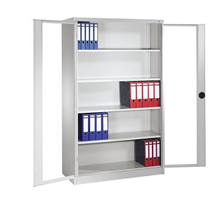 CP Stahlschrank 8930-055 S10098 lichtgrau, Acrylglas 4 Fachböden 120,0 x 40,0 x 195,0 cm, aufgebaut, 1 St.