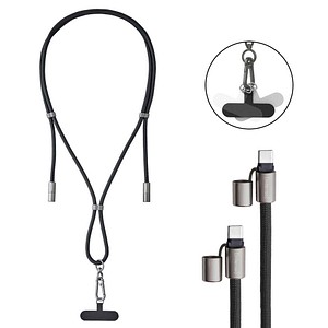 Intenso Charging Lanyard Handykette Ladekabel schwarz, Kabellänge: 1,65 m, 60 Watt