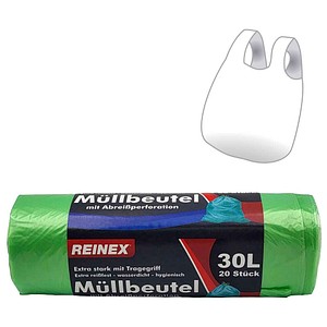 REINEX Müllbeutel mit Abreißperforation 30,0 l grün 9,0 µm, 20 St.