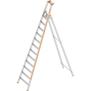 Layher Stehleiter einseitig TOPIC 1064 silber 12 Stufen, H: 370,0 cm
