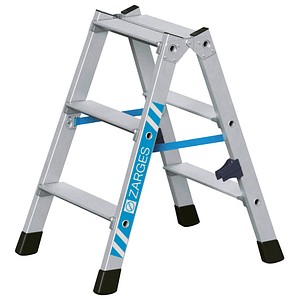 ZARGES Stehleiter beidseitig Nova B silber 2x 3 Stufen, H: 68,0 cm