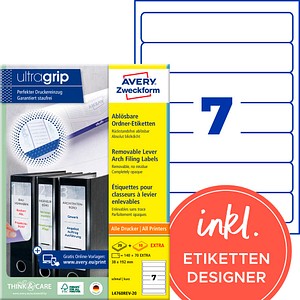 AVERY Zweckform Ordneretiketten L4760REV-20 weiß, 30 Blatt