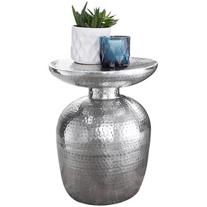 WOHNLING Beistelltisch rund Aluminium silber 36,5 x 36,5 x 46,0 cm, 1 St.