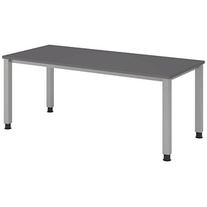 HAMMERBACHER QS19 höhenverstellbarer Schreibtisch grafit rechteckig, 4-Fuß-Gestell silber 180,0 x 80,0 cm