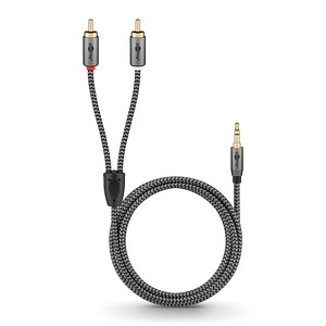 goobay 3,5 mm Klinke/Cinch Kabel 2,0 m silber, schwarz, 1 St.
