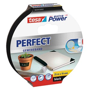 tesa PERFECT Gewebeband schwarz 19,0 mm x 25,0 m 1 Rolle