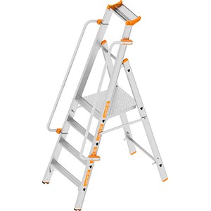 Layher Stehleiter einseitig TOPIC 1074 silber 4 Stufen, H: 215,0 cm