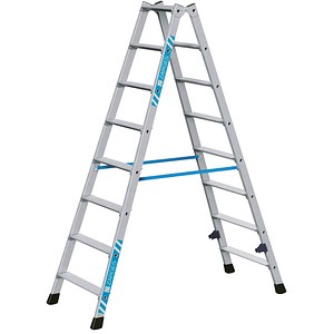 ZARGES Stehleiter beidseitig Nova B silber 2x 8 Stufen, H: 184,0 cm