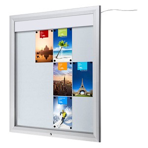 Showdown® Displays Schaukasten T LED silber 12x DIN A4 102,5 x 4,7 x 116,7 cm, 1 St.