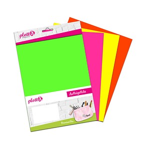 plottiX PremiumFlex Neon Aufbügelfolie farbsortiert Flex-Folie 20,0 x 30,0 cm,  4 St.