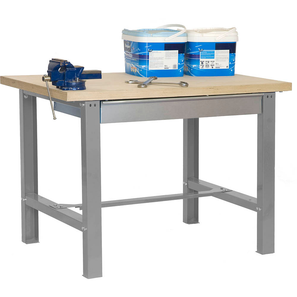 SimonRack Werkbank BT3 144x121 Cm - 600 Kg Belastung Mit Schublade | Grau/Holz Arbeitsplatte