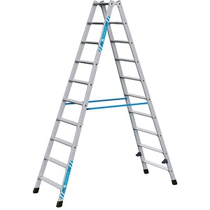 ZARGES Stehleiter beidseitig Nova B silber 2x 10 Stufen, H: 230,0 cm