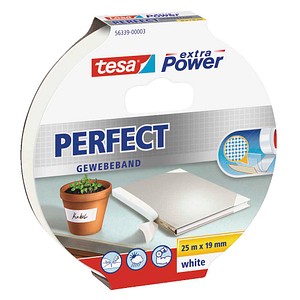 tesa PERFECT Gewebeband weiß 19,0 mm x 25,0 m 1 Rolle