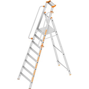 Layher Stehleiter einseitig TOPIC 1074 silber 8 Stufen, H: 320,0 cm