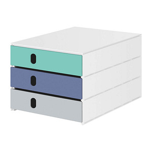 styro Schubladenbox styroval pro feelings Sea Shore  grün, blau, grau 14-8050.Au, DIN A4 mit 3 Schubladen, 1 St.