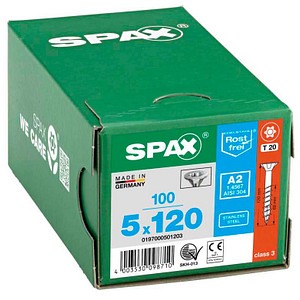 SPAX® Universalschrauben T20 Senkkopf Edelstahl A2 120mm  x 5 mm, 100 St.