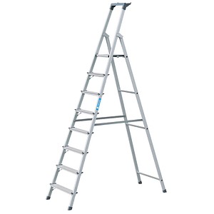 ZARGES Stehleiter einseitig Scana S silber 8 Stufen, H: 252,0 cm