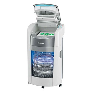LEITZ IQ OptiMax Autofeed Office 300 Aktenvernichter mit Partikelschnitt P-4, 4 x 10 mm, bis 300 Blatt