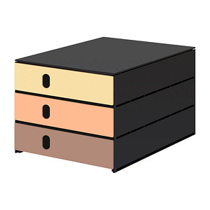 styro Schubladenbox styroval pro feelings Birdy  gelb, lachsrot, braun 14-8050.Bi, DIN A4 mit 3 Schubladen, 1 St.