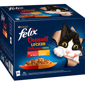 felix® Katzen-Nassfutter Doppelt lecker Délicieux duos Geschmacksvielfalt vom Land in Gelee 24x 85,0 g